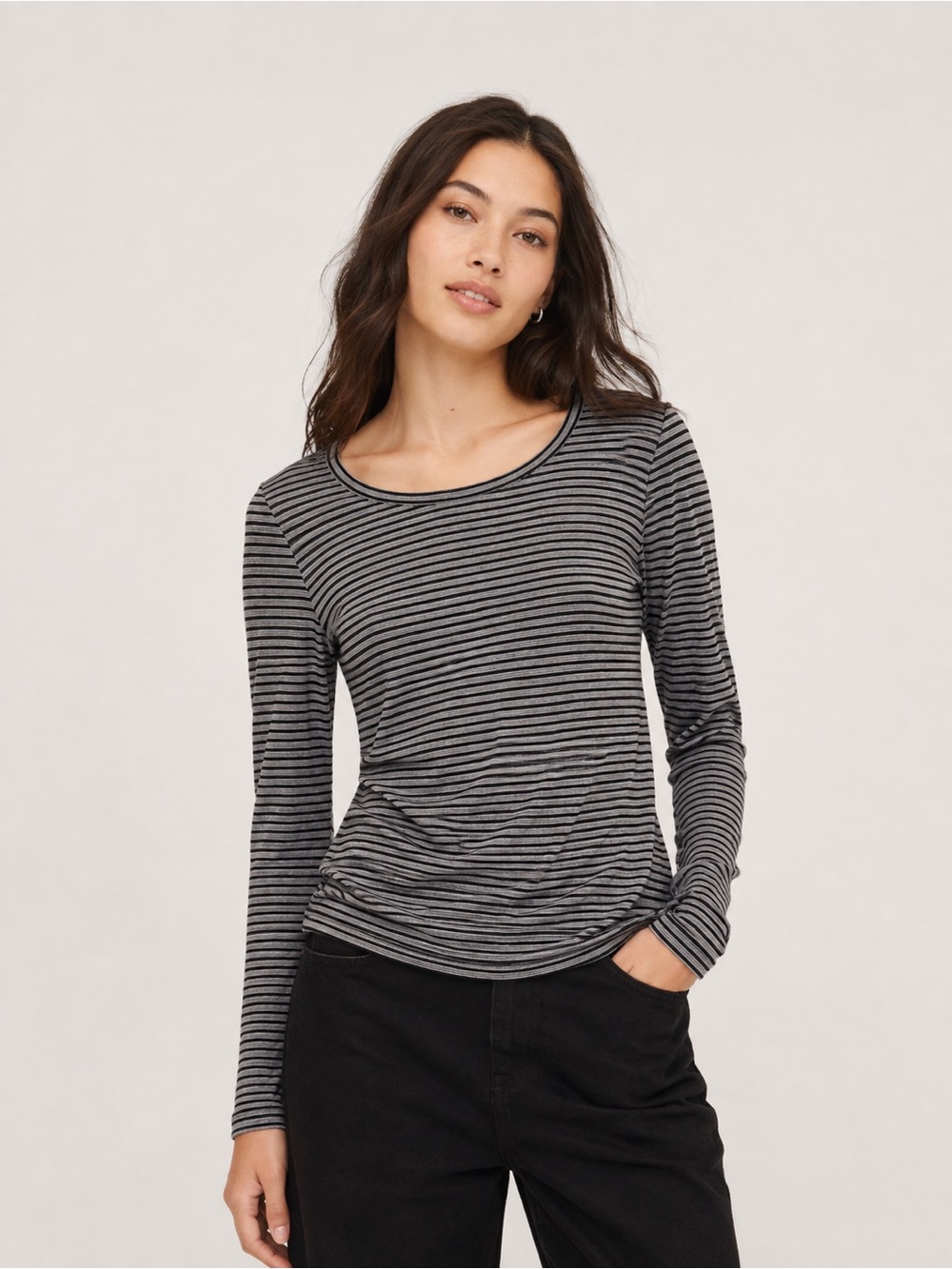 GAP Luxe Stripe Long-Sleeve T-Shirt | Size Small